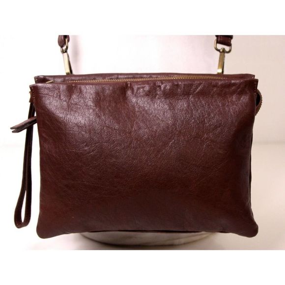 LUCKY BRAND BROWN GENUINE LEATHER ZIP SHOULDER BAG XBODY MESSENGER HANDBAG - Picture 3 of 12